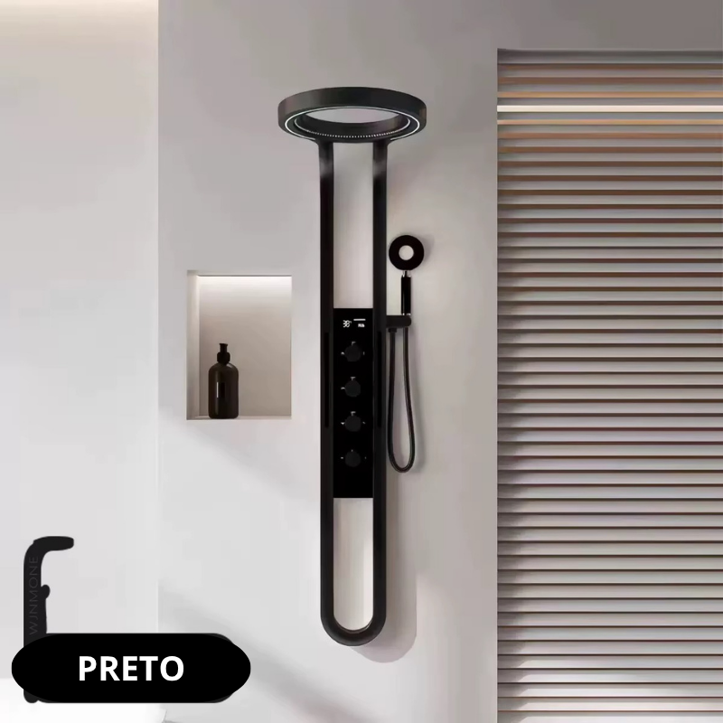 Chuveiro Coluna de Banho Digital Inteligente com Hidromassagem e LED Premium