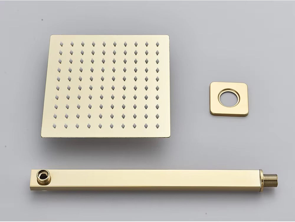 Chuveiro de Parede Ouro Escovado Monocomando Ducha Quadrada – Victoria Palais