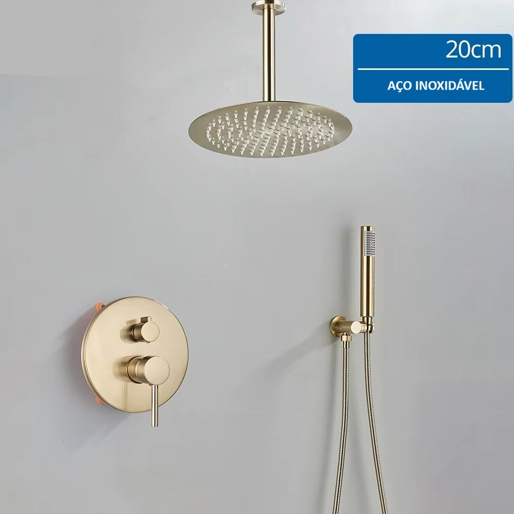 Chuveiro de Teto Ouro Escovado Design Ducha Circular – Aura Maison