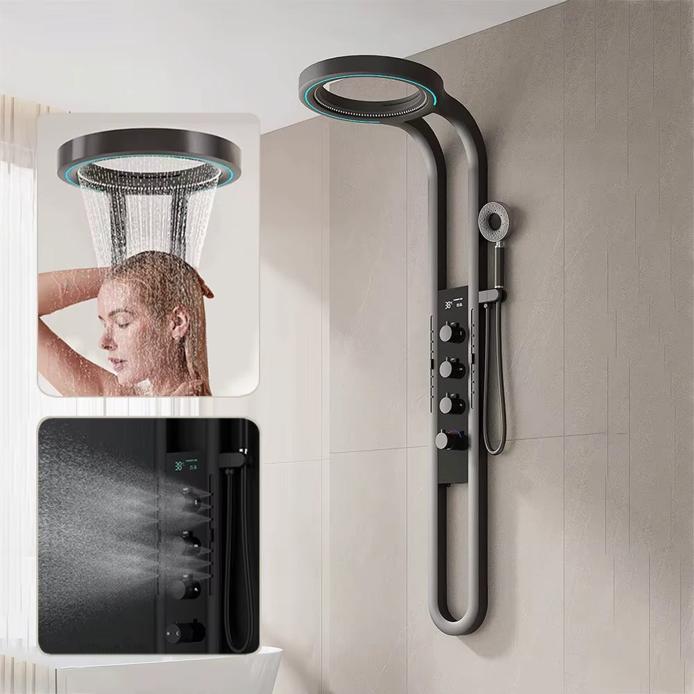 Chuveiro Coluna de Banho Digital Inteligente com Hidromassagem e LED Premium