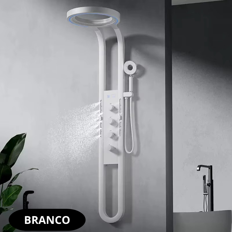 Chuveiro Coluna de Banho Digital Inteligente com Hidromassagem e LED Premium