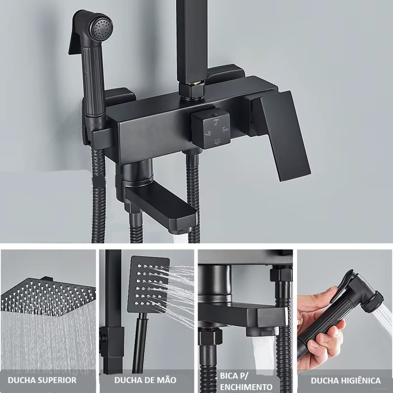 Chuveiro Avalon Ducha de Parede Multifuncional – Highlight - Preto 6