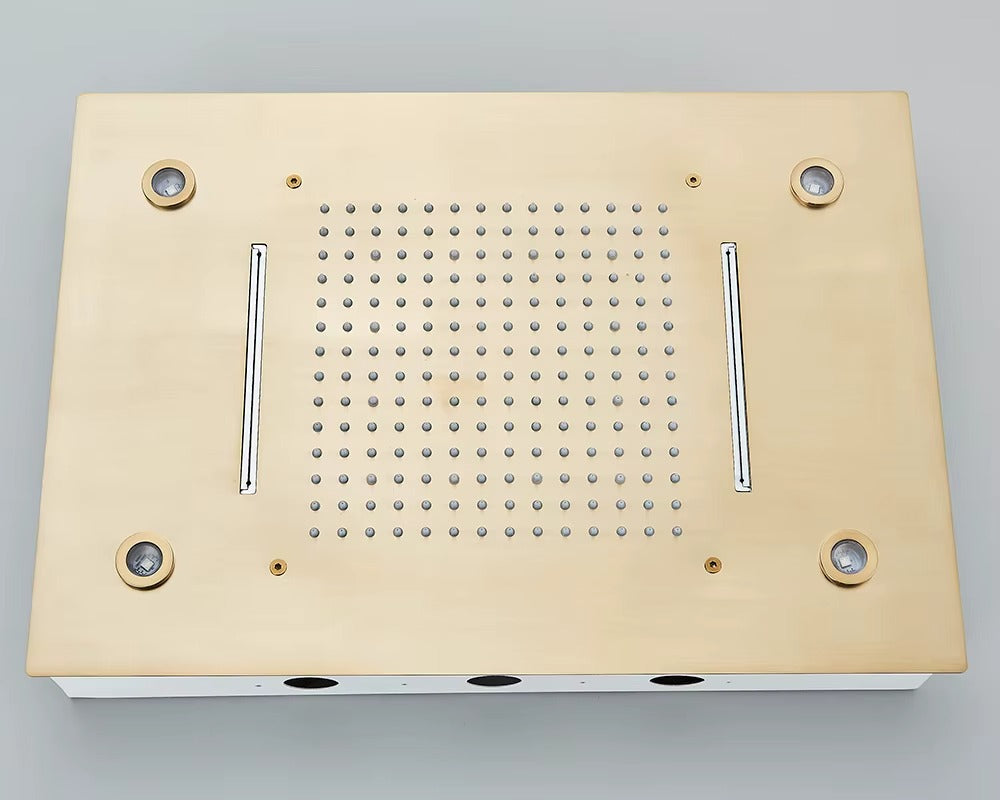Chuveiro Embutido de Teto Lumière Cascata LED com Controle – Royale - Ouro Escovado 13