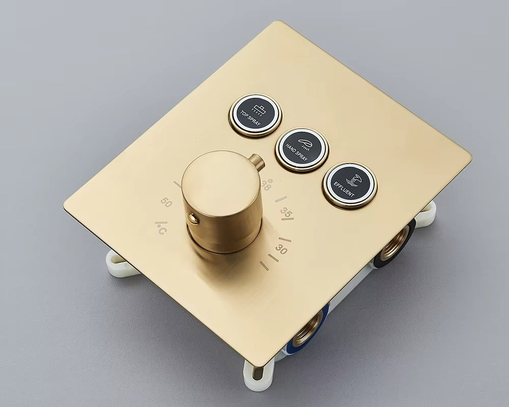 Chuveiro Embutido de Teto Lumière Cascata LED com Controle – Royale - Ouro Escovado 15