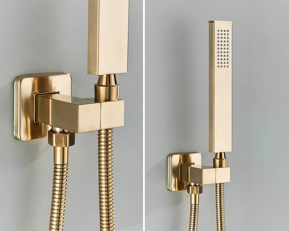 Chuveiro Embutido de Teto Lumière Cascata LED com Controle – Royale - Ouro Escovado 4
