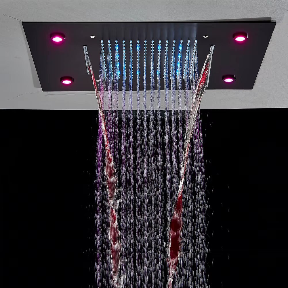 Chuveiro Embutido de Teto Lumière Cascata LED com Controle – Royale - Preto Fosco Matte
