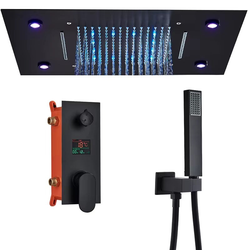 Chuveiro Embutido de Teto Lumière Cascata LED com Controle – Royale - Preto Fosco Matte