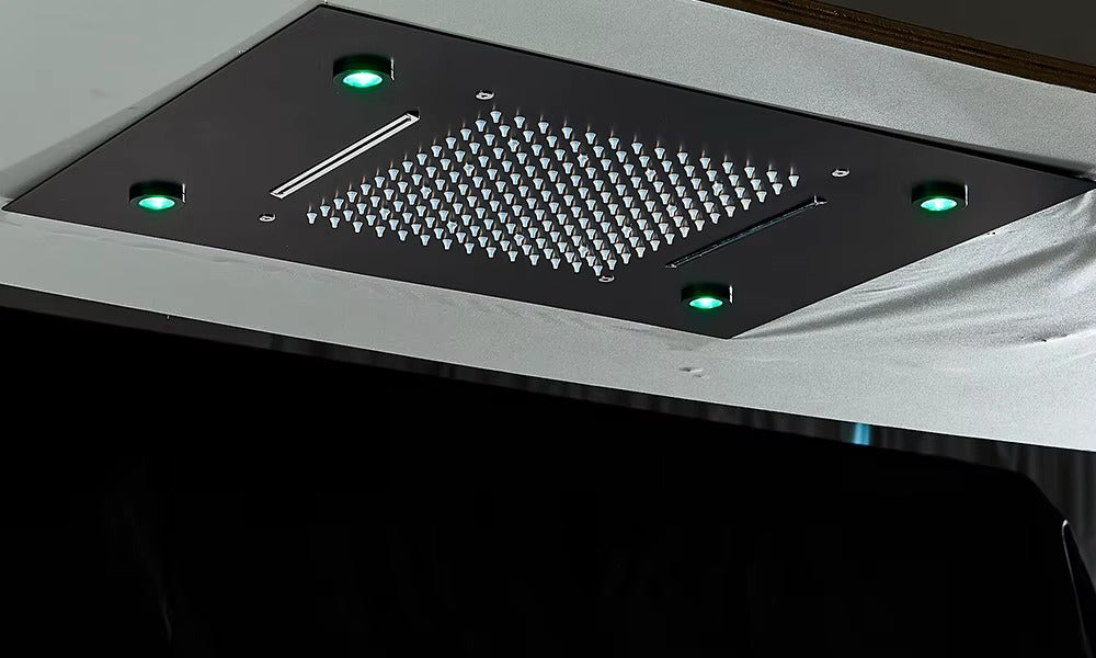 Chuveiro Embutido de Teto Lumière Cascata LED com Controle – Royale - Preto Fosco Matte