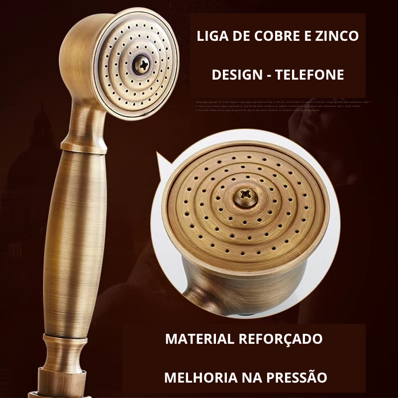 Chuveiro Ouro Mate Bronze Escovado Coluna de Banho - Vintage