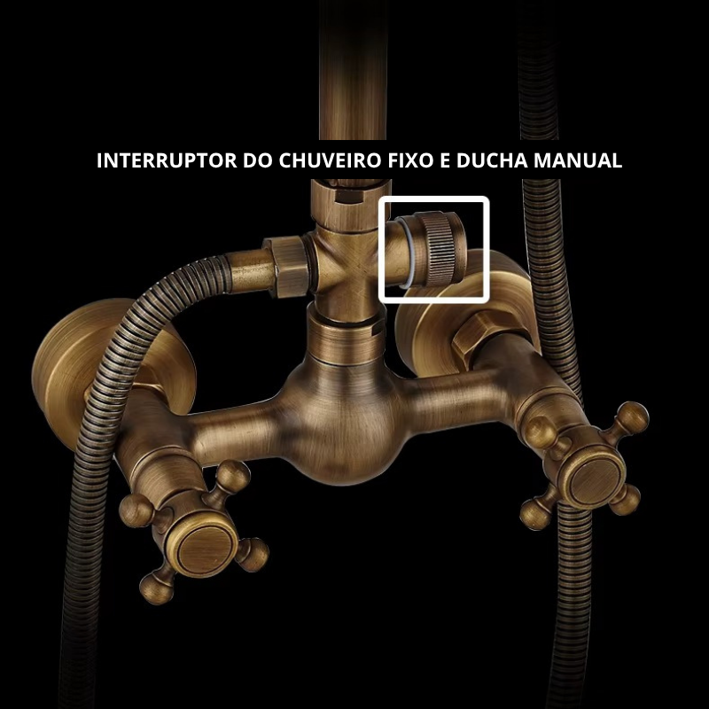 Chuveiro Ouro Mate Bronze Escovado Coluna de Banho - Vintage