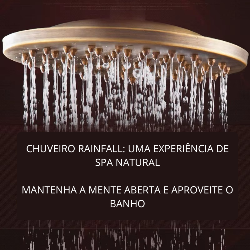 Chuveiro Ouro Mate Bronze Escovado Coluna de Banho - Vintage