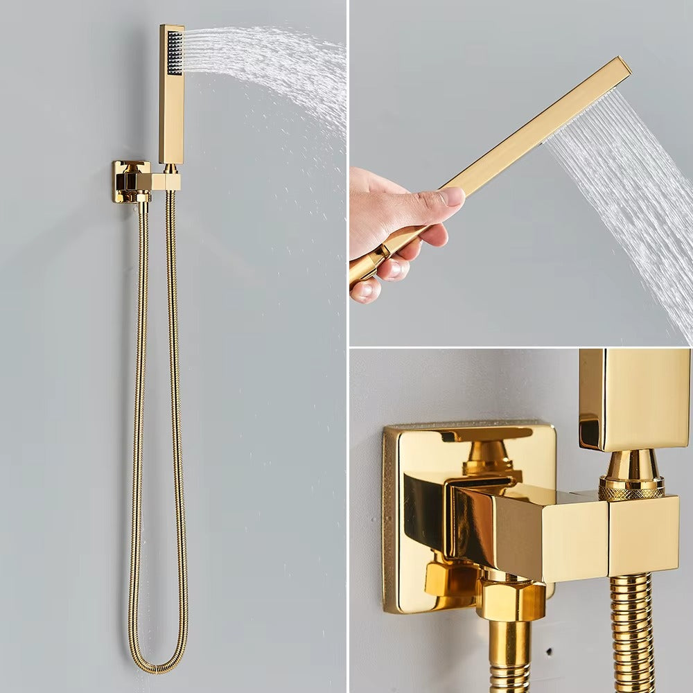 Chuveiro de Parede Ouro Escovado Monocomando Ducha Quadrada – Victoria Palais 4