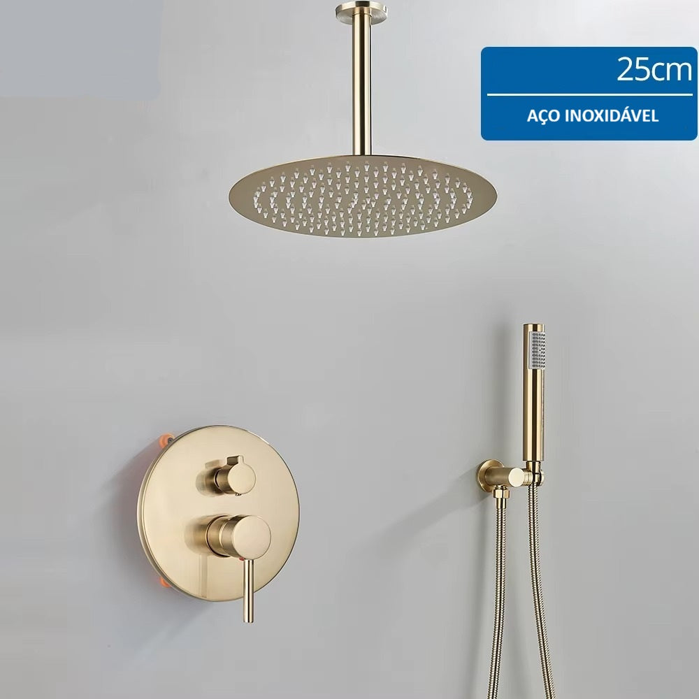 Chuveiro de Teto Ouro Escovado Design Ducha Circular – Aura Maison