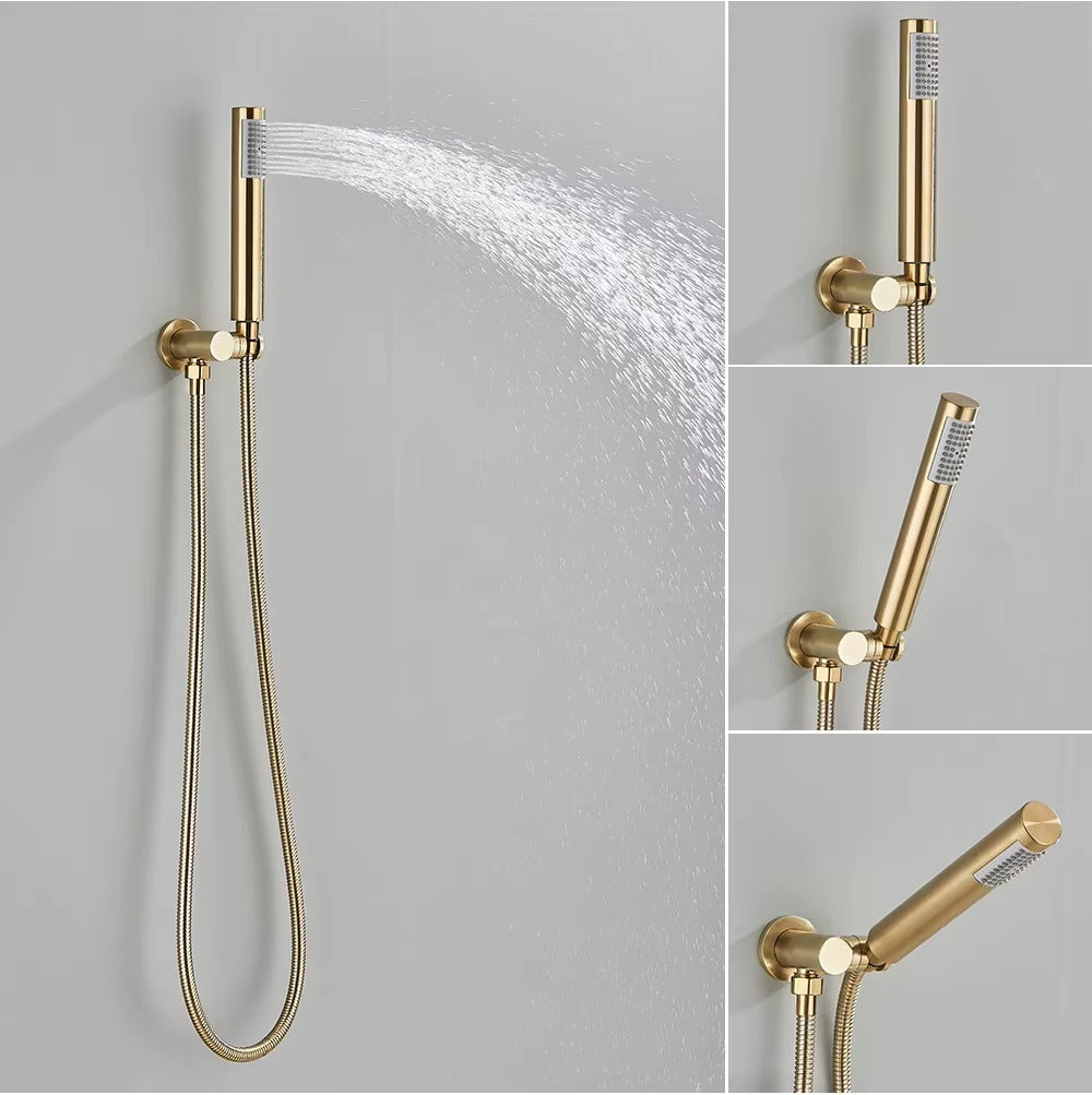 Chuveiro de Parede Ouro Escovado Design Ducha Circular – Aura Maison