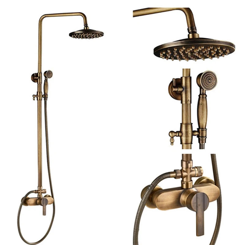Chuveiro Ouro Mate Bronze Escovado Coluna de Banho - Vintage
